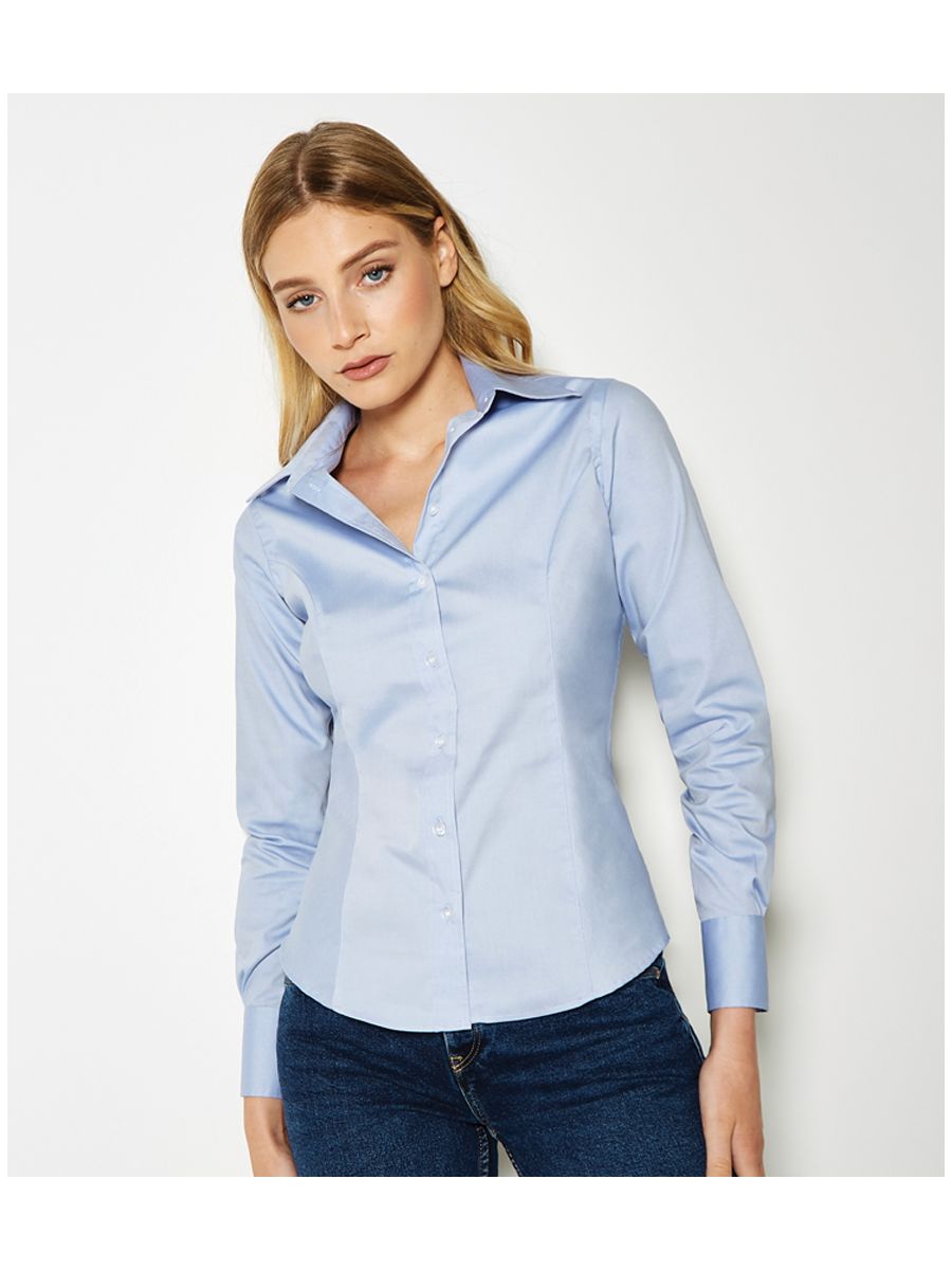 Kustom Kit Ladies Premium Long Sleeve Tailored Oxford Shirt