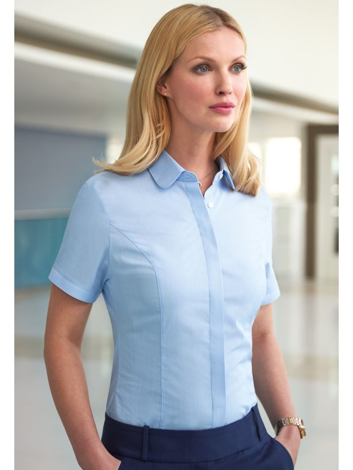 Soave Short Sleeve Rounded Collar Blouse